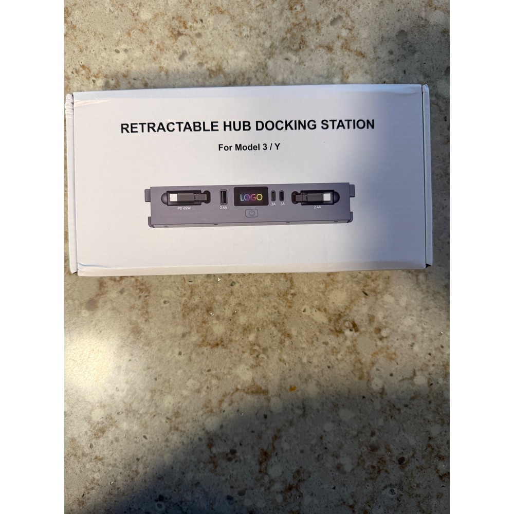 Tesla Model 3 Y Retractable Hub Docking Station 65W PD USB-C PT-TSL-10 Grey